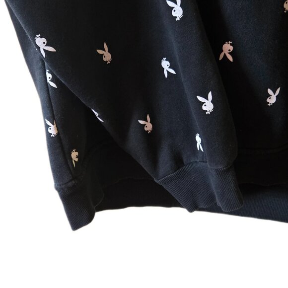 SOLD - Playboy Bunny Theme Black Pullover Hoodie Men's Size Large - Picture 2 of 5